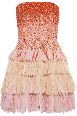 Esteban Cortazar | Embellished silk-gauze and raffia mini dress | NET-A-PORTER.COM