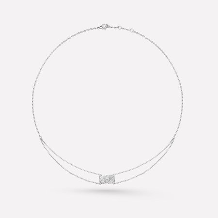 Coco Crush necklace - Quilted motif necklace in 18K white gold and diamonds - J11357 - CHANEL