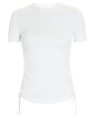 Helmut Lang Double Rib Ruched Cotton T-Shirt | INTERMIX®