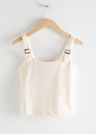 Square Buckle Strap Tank Top - White - Tanktops & Camisoles - & Other Stories