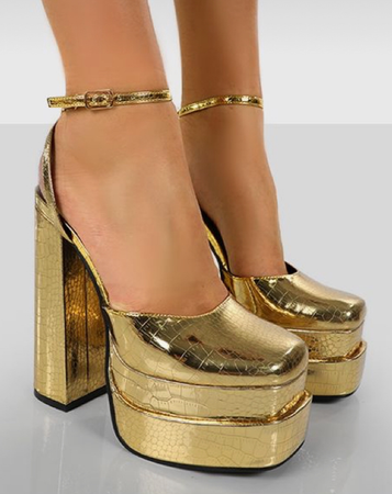 chunky gold heels