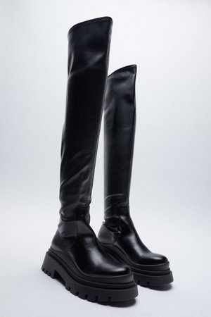 FLAT OVER-THE-KNEE BOOTS WITH TRACK SOLES | ZARA United Kingdom