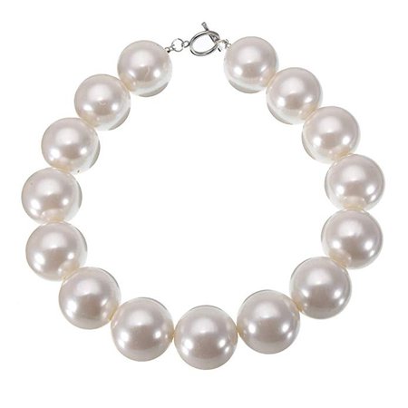 Amazon.com: Fashion Single Chain Big Copy CCB Resin Simulated Pearl Bib Collar Choker Statement Necklace: Clothing