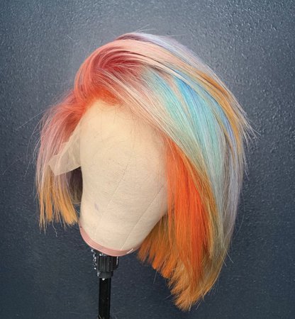multicolored bob lace wig