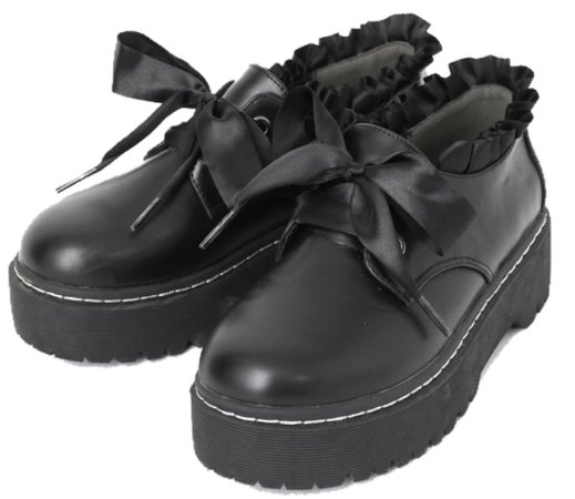 frilly bow leather shoes