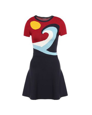 Red Valentino Sun And Waves Intarsia Knit Dress