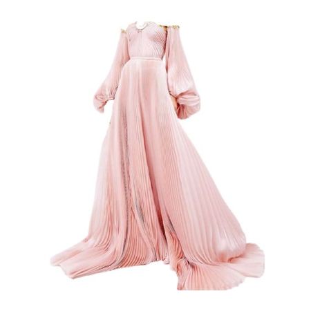 sara mrad pink pleated gown