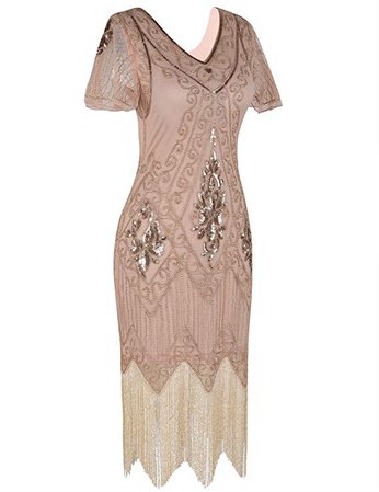 Amazon.com: PrettyGuide vestido flapper de los a&ntilde;os 20, estilo Art Deco, con lentejuelas, con mangas, para mujer, Púrpura: Clothing