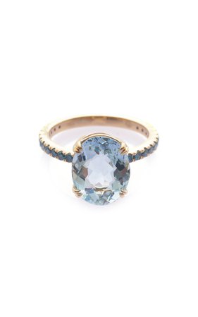 Portrait 18k Yellow Gold Aquamarine, Diamond Ring By Yi Collection | Moda Operandi