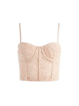 Lorette Lace Bustier Crop Top In Almond | Alice And Olivia