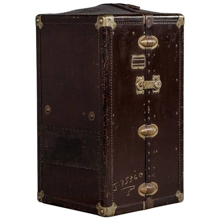 Original Early 1900s French Steamer Wardrobe Trunk Chest For Sale at 1stdibs