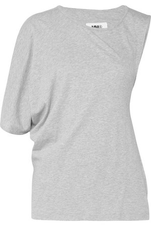 MM6 Maison Margiela | Asymmetric twist-back cotton-jersey T-shirt | NET-A-PORTER.COM