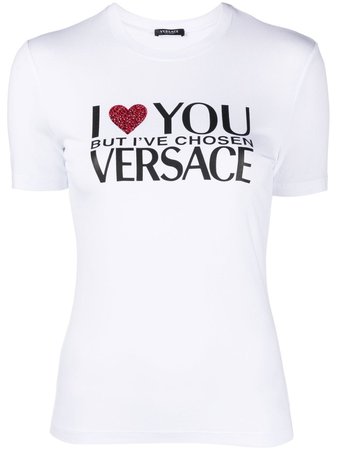 Versace crystal-embellished Slogan T-shirt - Farfetch