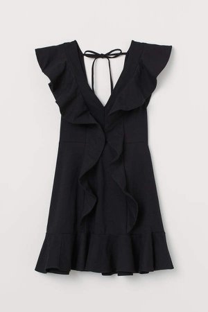 Short Flounced Dress - Black