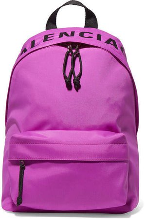Wheel Embroidered Shell Backpack - Pink