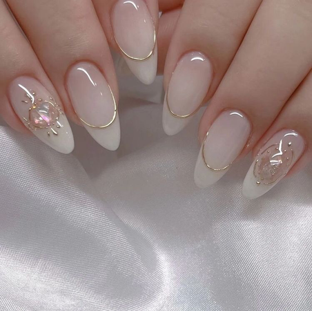 gold pink nail art