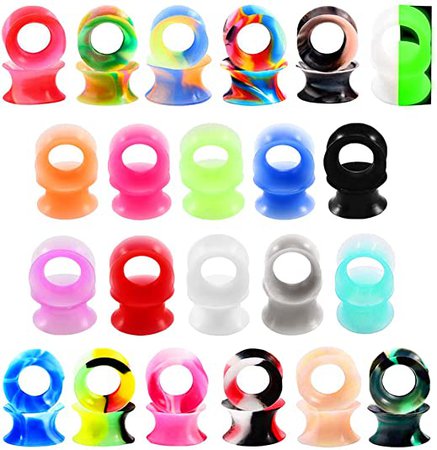 *clipped by @luci-her* Soft Silicone Ear Gauges Plugs Double Flared Tunnels Flexible