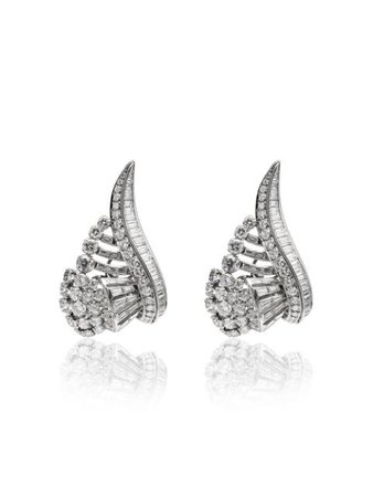Mindi Mond Silver Tone Diamond Embellished Wing Platinum Earrings E0076 Metallic | Farfetch