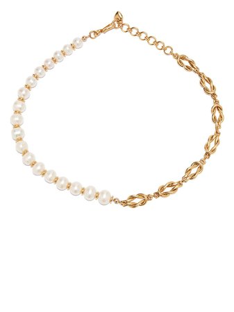 Brinker & Eliza Spencer knot chain pearl necklace - FARFETCH