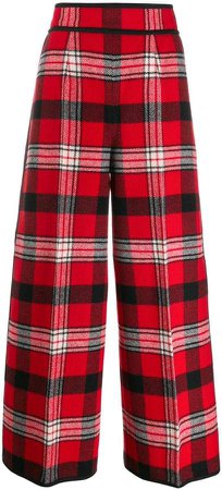 high waisted checked trousers