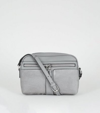 Grey Zip Camera Bag | New Look