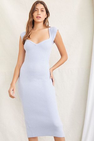 Sweater-Knit Ribbed Midi Dress