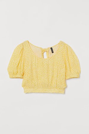 Puff Sleeve Blouse - Yellow/White floral - Ladies | H&M AU