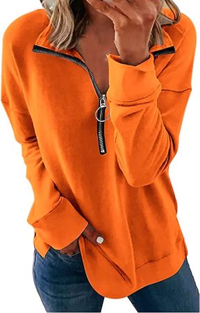 NEYOUQE womens blouses dressy casual long sleeve workout t shirts top winter clothes for women 2022 orange sweatsuit top fall outfit mama crew neck comfy tunic sweatshirts for women no hood L at Amazon Women’s Clothing store