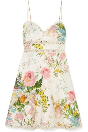 Zimmermann | Heather lace-trimmed floral-print linen mini dress | NET-A-PORTER.COM
