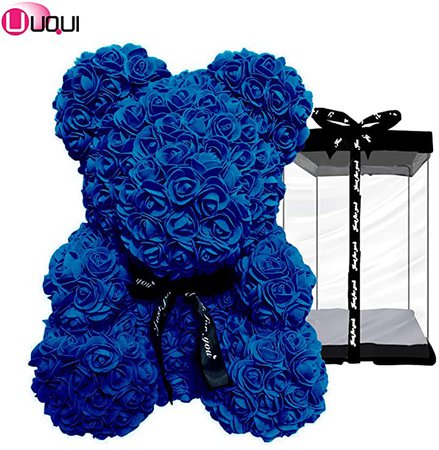 Amazon.com: U UQUI Rose Bear Teddy Forever Artificial Flowers The Best Gifts for Valentine's Day, Anniversaries, Birthdays, Weddings and Mommy, Royal Blue | Small (10"): Home & Kitchen