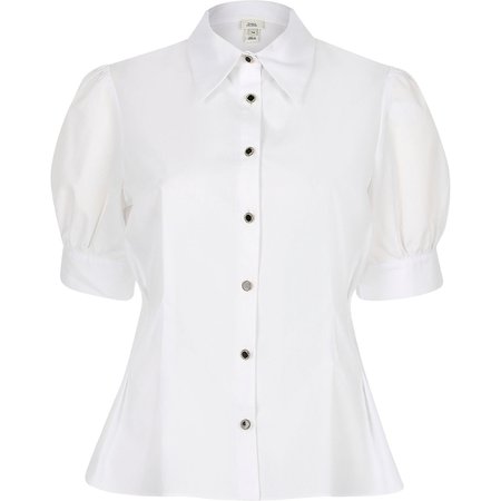 White puff sleeve shirt - Shirts - Tops - women