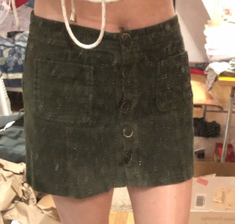 dark green corduroy mini skirt
