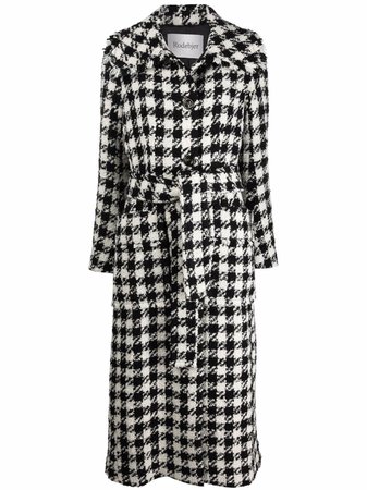 Rodebjer houndstooth-print tie-fastening coat - FARFETCH