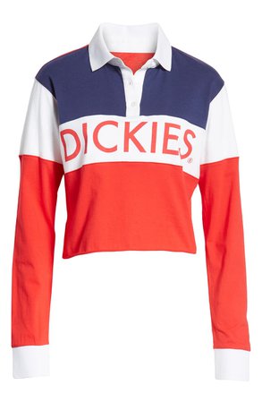 Dickies Colorblock Crop Rugby Shirt red