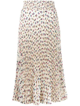 Prada floral-print pleated skirt