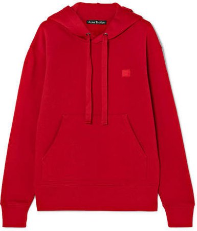 Ferris Face Appliquéd Cotton-jersey Hooded Top - Red