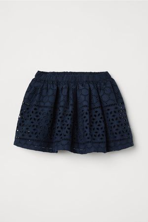 Skirt with Eyelet Embroidery - Dark blue - Kids | H&M US