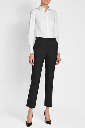 White shirt black cropped slacks
