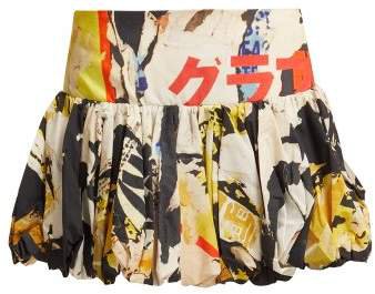 Marques'almeida - Poster Print Cotton Mini Skirt - Womens - Multi