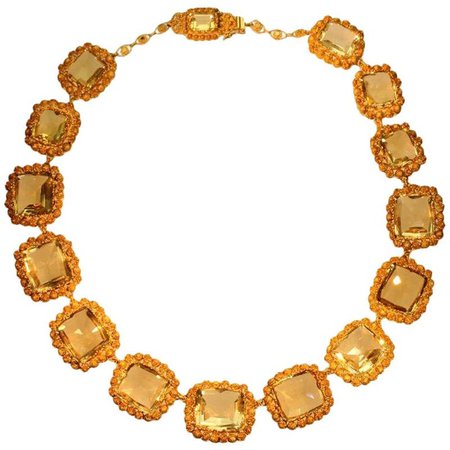 Fiery 18K Gold Citrine Georgian Necklace