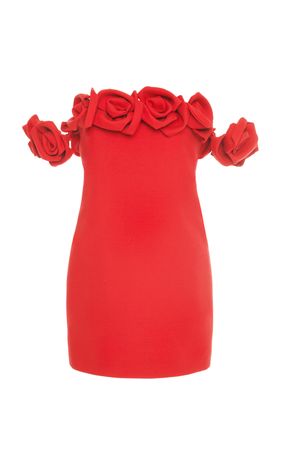 Rose-Detailed Straplesswool-Silk Mini Dress By Valentino Garavani | Moda Operandi