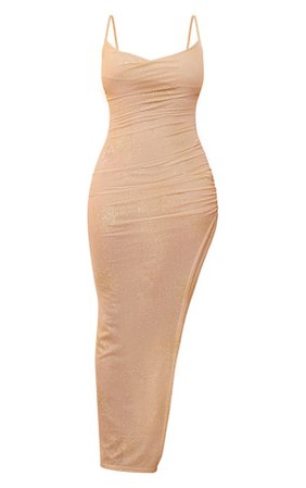 Shape Gold Glitter Cowl Maxi Dress | Shape | PrettyLittleThing USA
