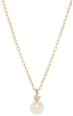 Akoya Cultured Pearl & Diamond Pendant Necklace