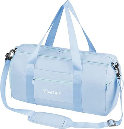 Amazon.com | BALEINE Gym Bag for Women and Men, Small Duffel Bag for Sports, Gyms and Weekend Getaway, Waterproof Dufflebag with Shoe and Wet Clothes Compartments, Lightweight Carryon Gymbag (Azure) | Sports Duffels