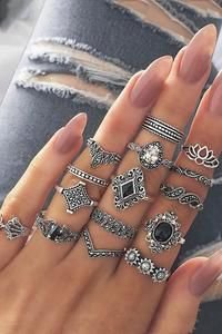 Gothic Boho Ring Set