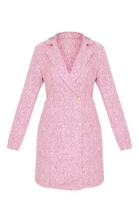 Pink Tweed Gold Button Blazer Dress | Dresses | PrettyLittleThing