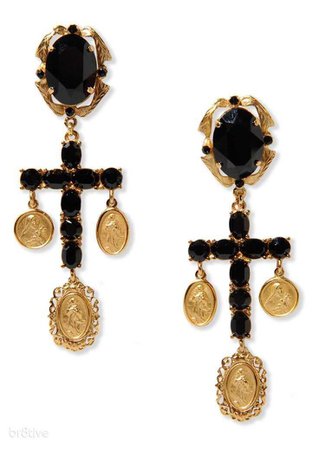Dolce & Gabbana Black And Gold Cross Earrings