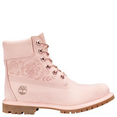 Pinterest - Timberland Women's 6-Inch Premium Waterproof Boots Pink Embossed Nubuck | Products