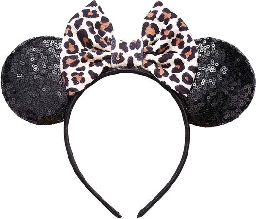 Amazon.com: JIAHANG Cheetah Bow Mouse Ears Headband, Leopard Print Sequins Hair Band, Party Decoration Headpiece Costume Accessories for Women Girls : Clothing, Shoes & Jewelry