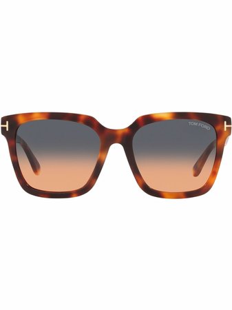 Shop TOM FORD tortoiseshell square-frame sunglasses with Express Delivery - FARFETCH